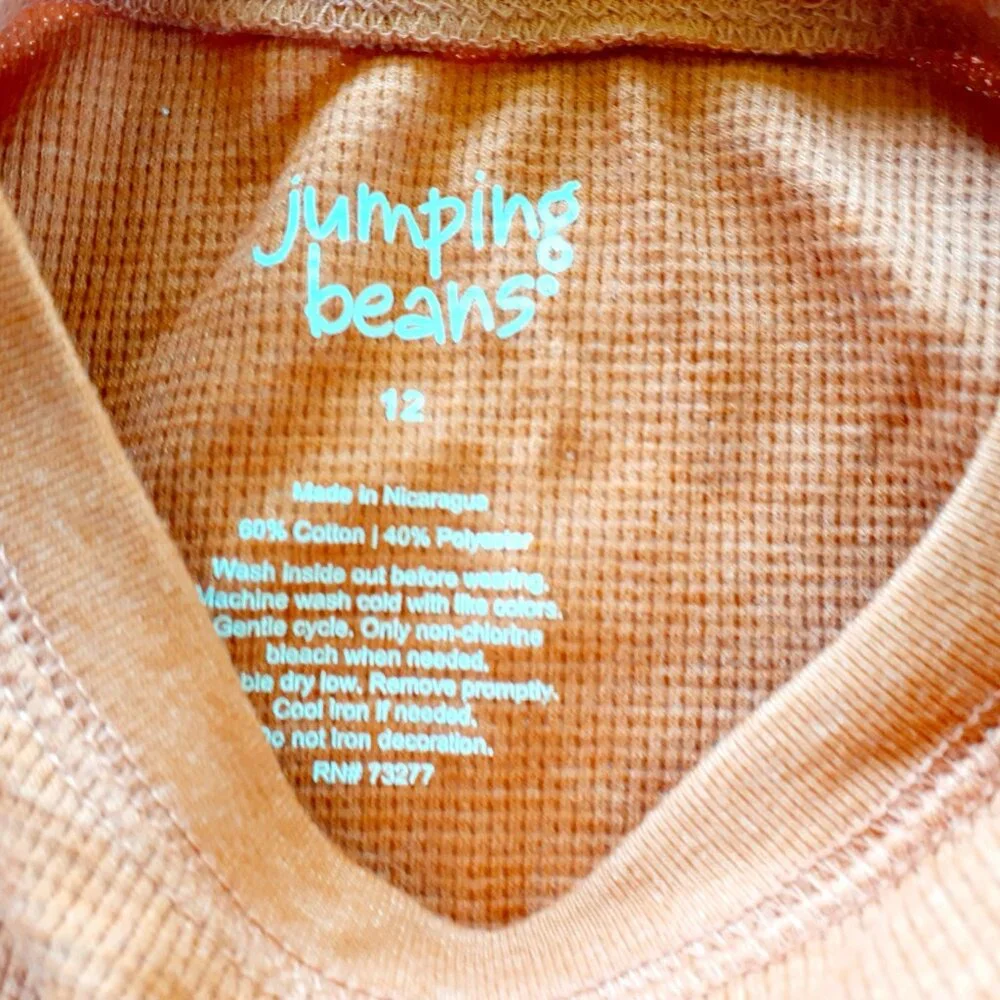 Jumping Beans Boys T-Shirt Dinosaurs Orange Thermal Long Sleeve Size 12